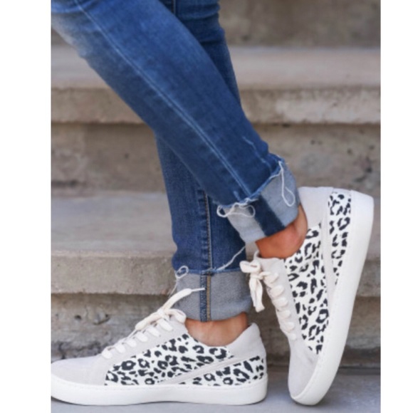 Gray leopard print patchwork sneakers - Picture 3 of 13
